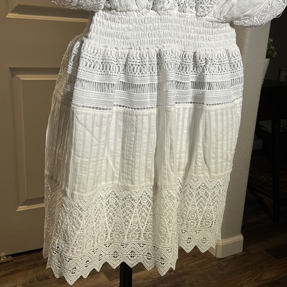 Off-White Front&Back V-Neck Mini Dress | elastic waist band | med | never worn - Picture 9 of 11